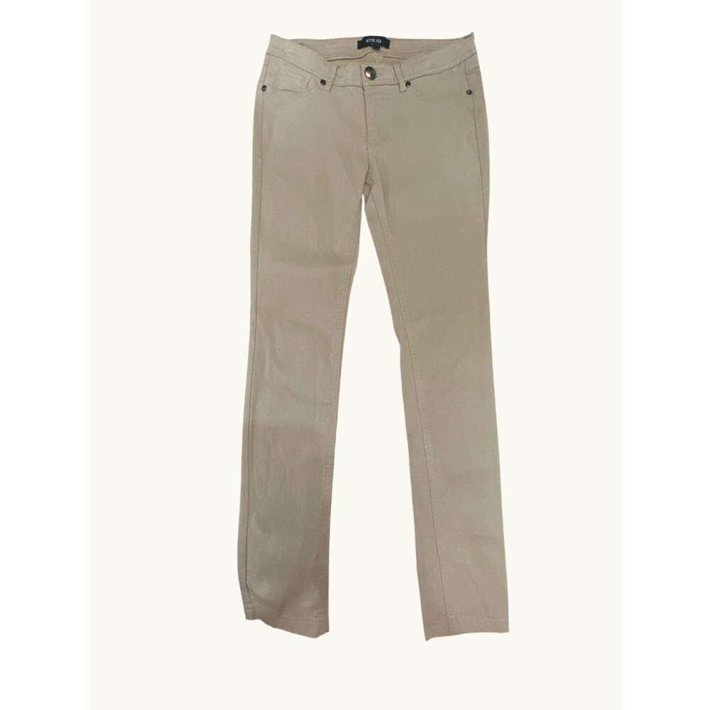 Active8 USA Khaki Pants Medium Straight Leg Stretchy Casual Classic Neutral Fit - Picture 2 of 9